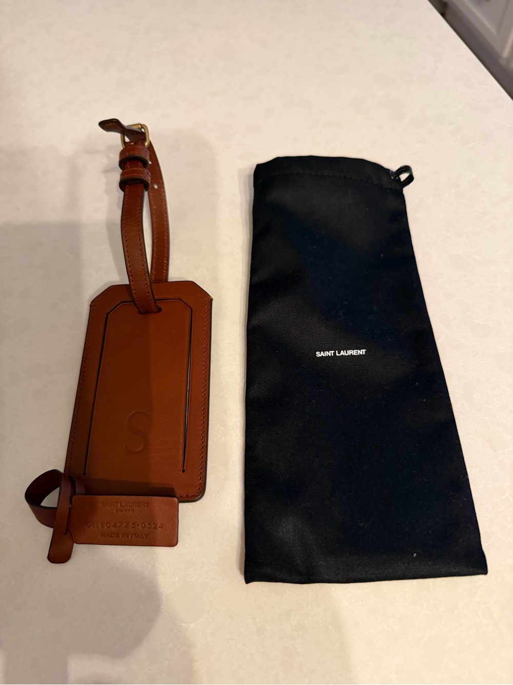YSL St. Laurent Luggage Tag Monogrammed with S. And made in Italy 🇮🇹